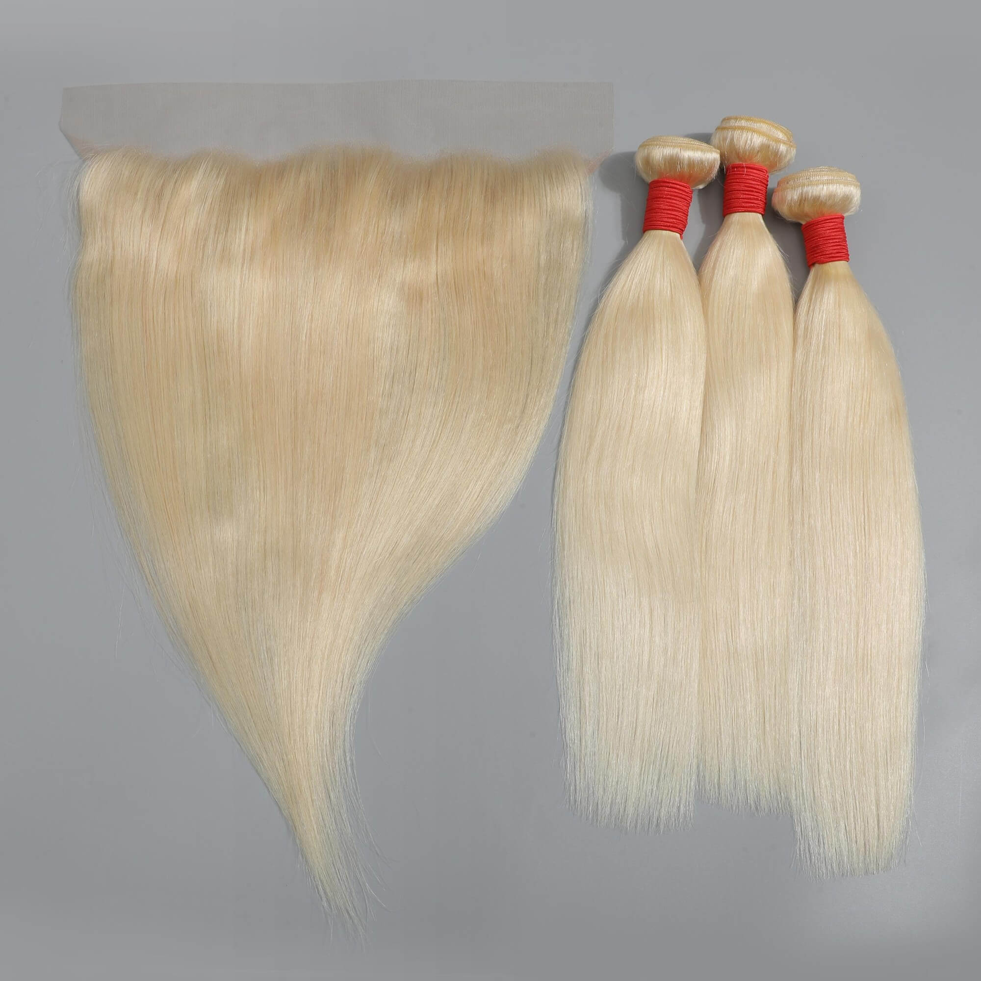 613 Blonde Straight Human Hair Bundles with Lace Frontal – Black