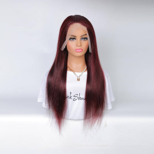 99j straight hair transparent lace frontal wig