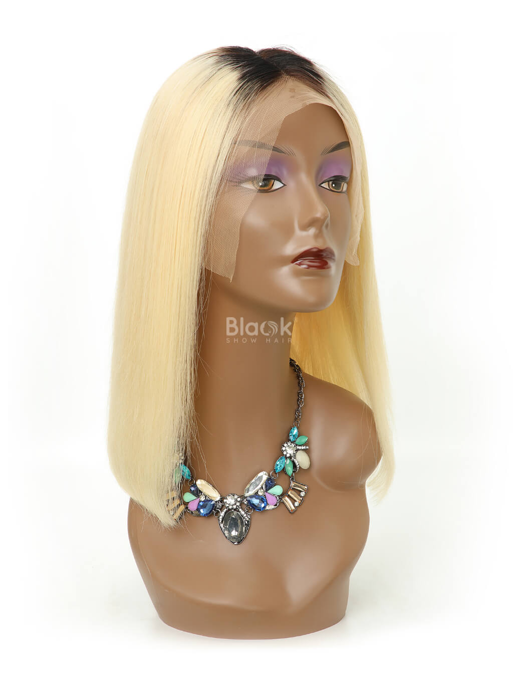 blonde 13x4 lace front bob wig with dark roots 2