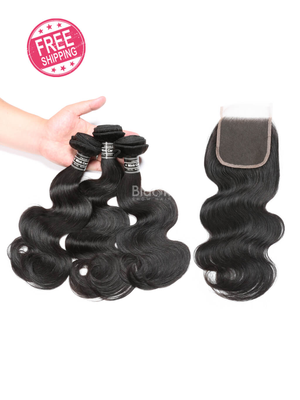 body wave bundles with closure 4x4 cambodian hair