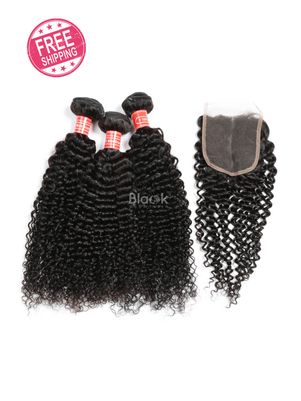 curly weave bundles with closure 4x4 mink brazilian hair