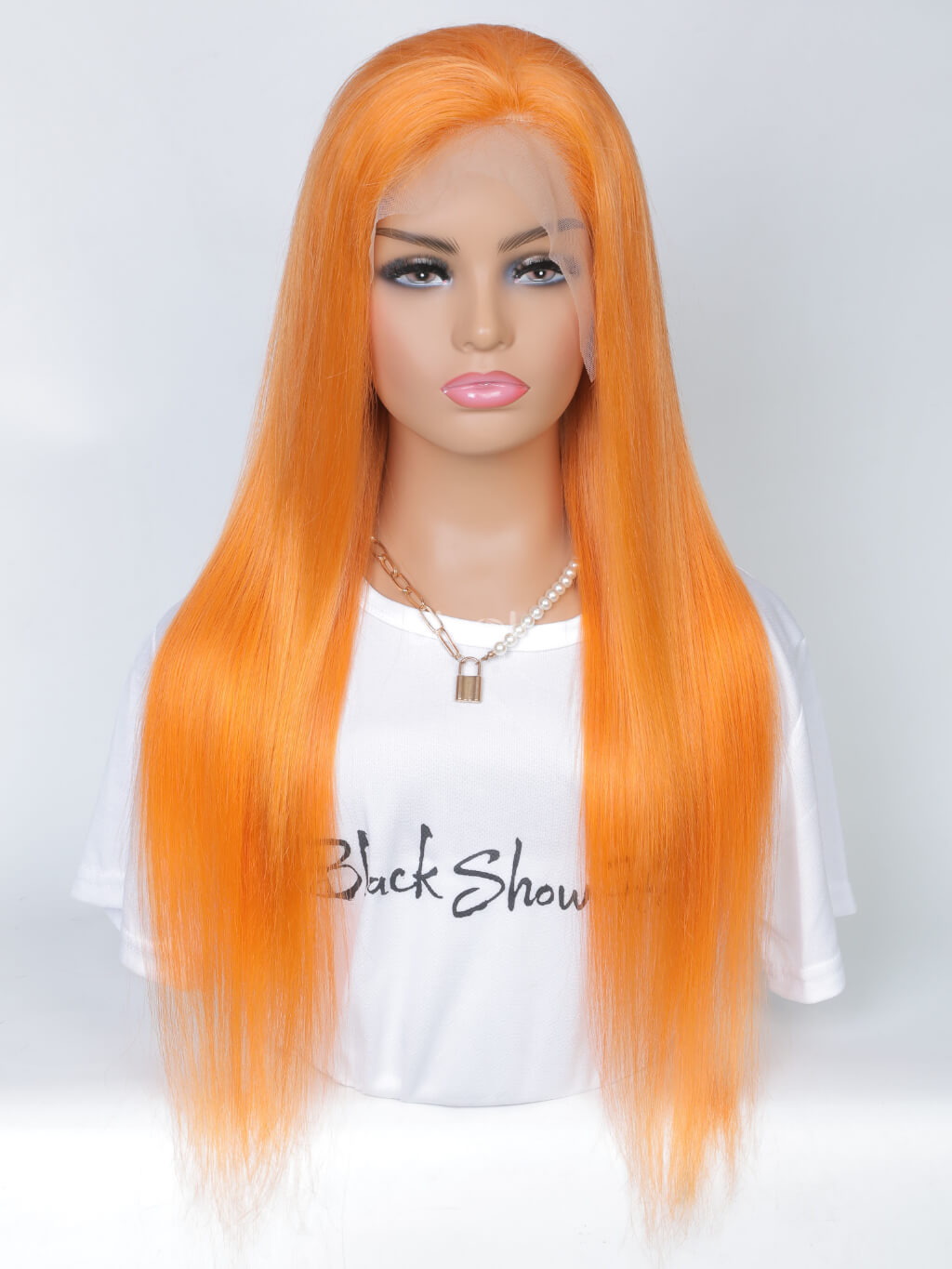 ginger orange 13x4 transparent lace frontal wig straight hair 2