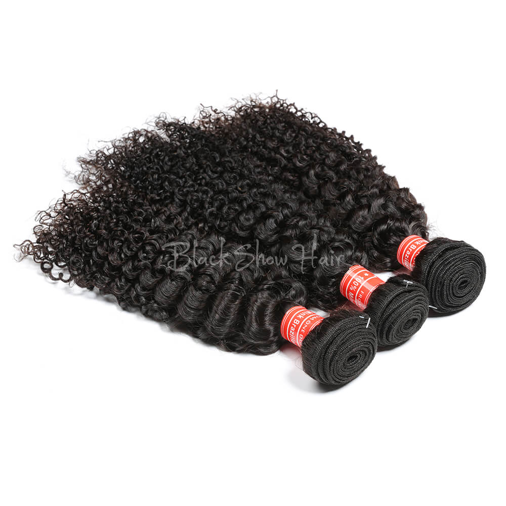 Mink Brazilian Jerry Curl Hair Bundle - Black Show Hair