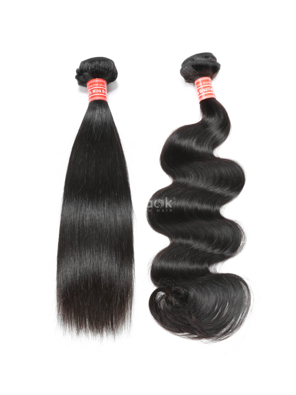 Hair Sample Two Bundles Mink Brazilian Body Wave and Straight Hair