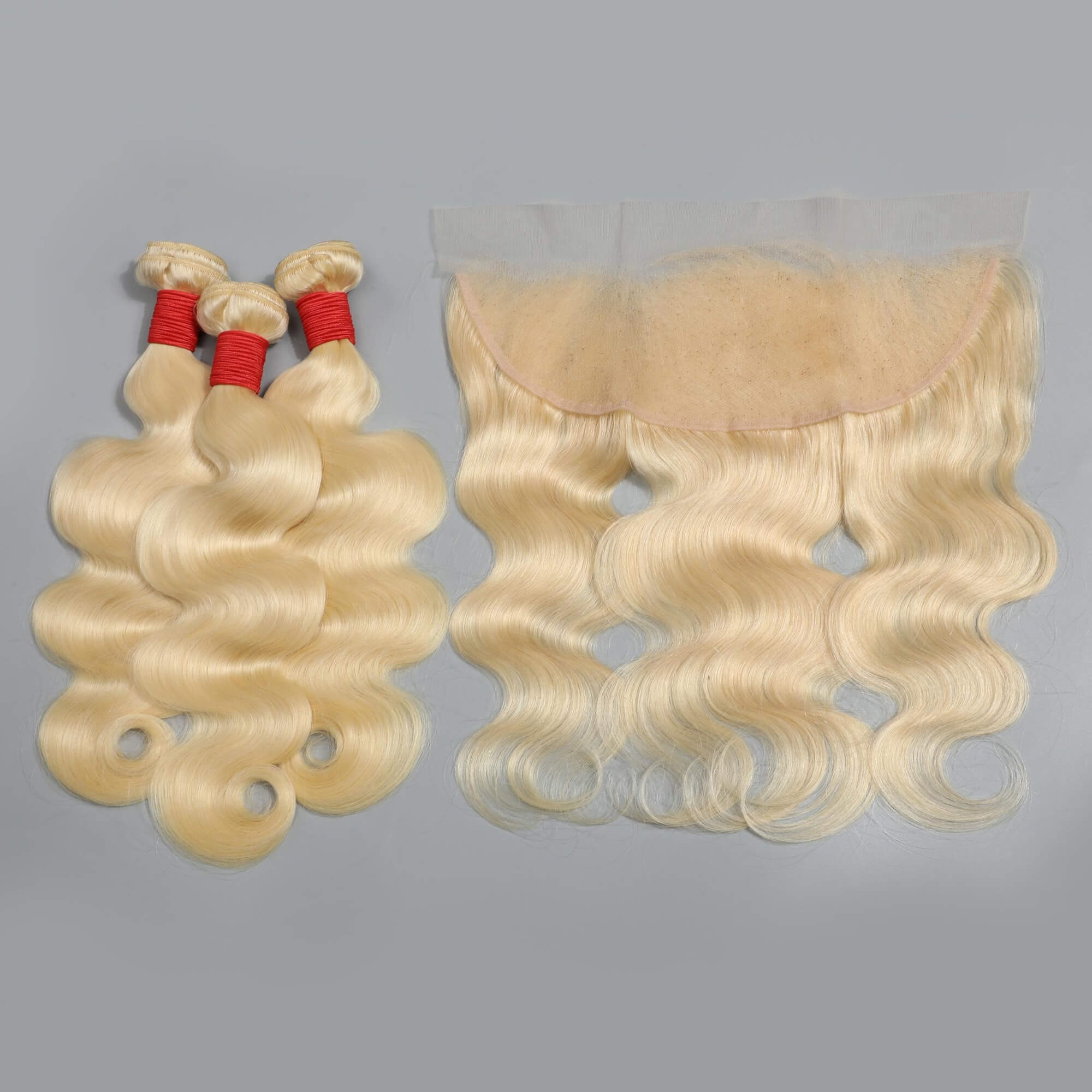 613 blonde body wave human hair 3 bundles with frontal 2