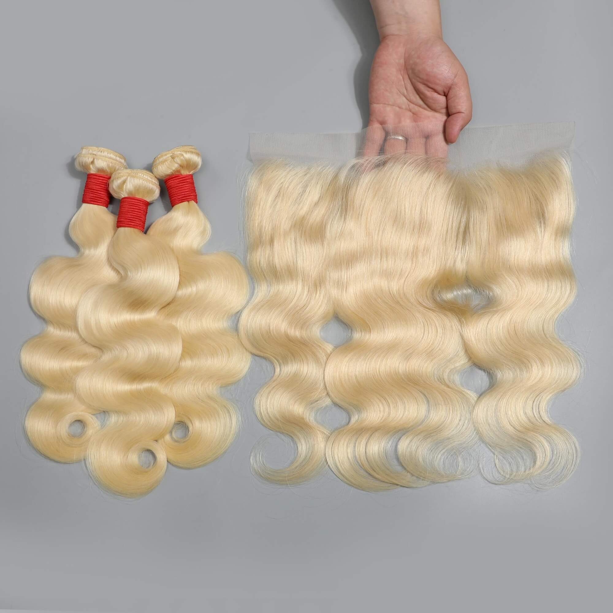 613 blonde body wave human hair 3 bundles with frontal 4