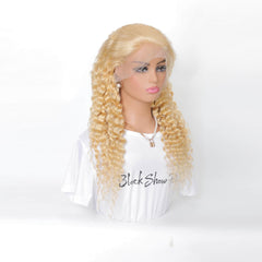 613 blonde deep wave transparent lace frontal wig 3