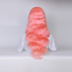 pink body wave transparent lace frontal wig