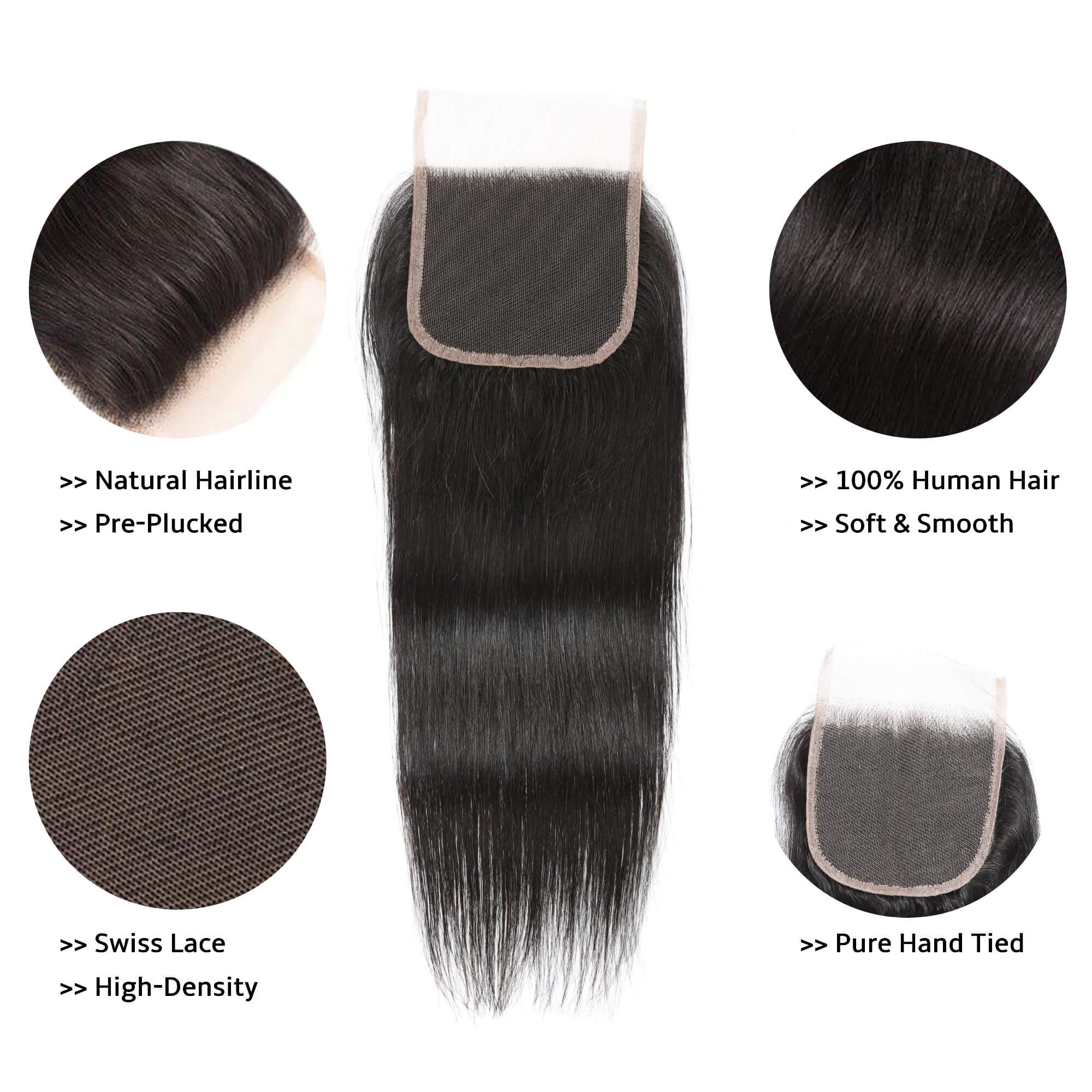 transparent lace closure straight human hair