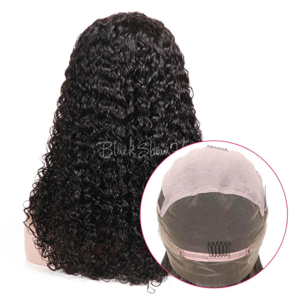 Curly Human Hair Full Lace Wig - Black Show Hair