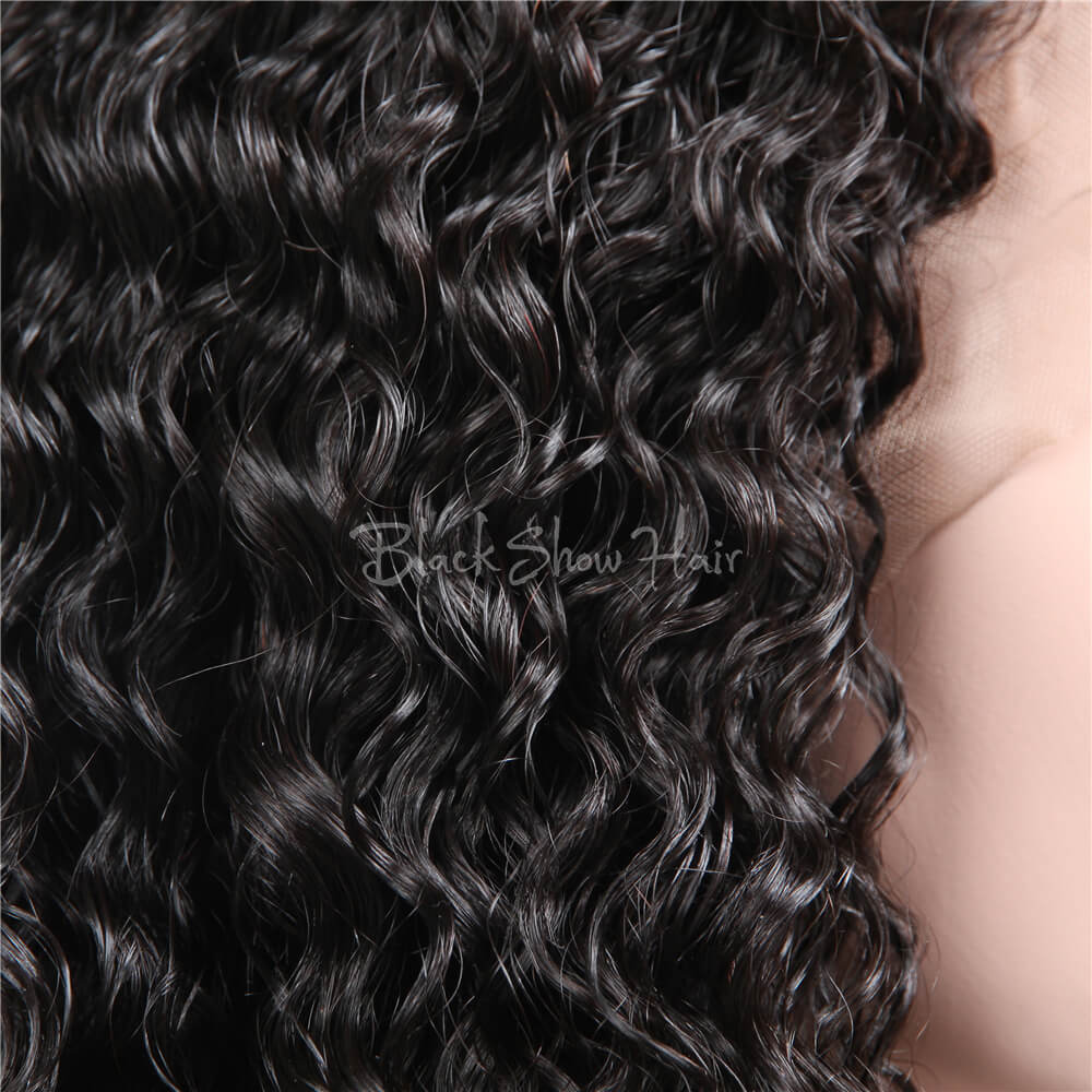 Curly Human Hair Full Lace Wig - Black Show Hair