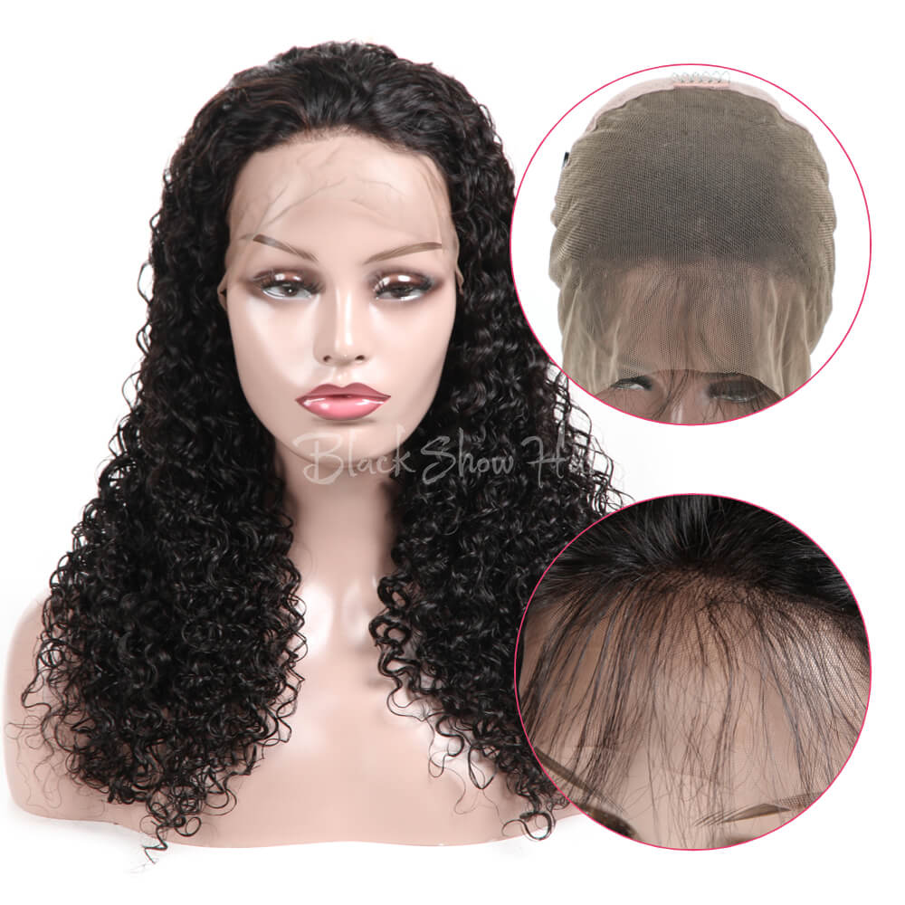 Curly Human Hair Full Lace Wig - Black Show Hair