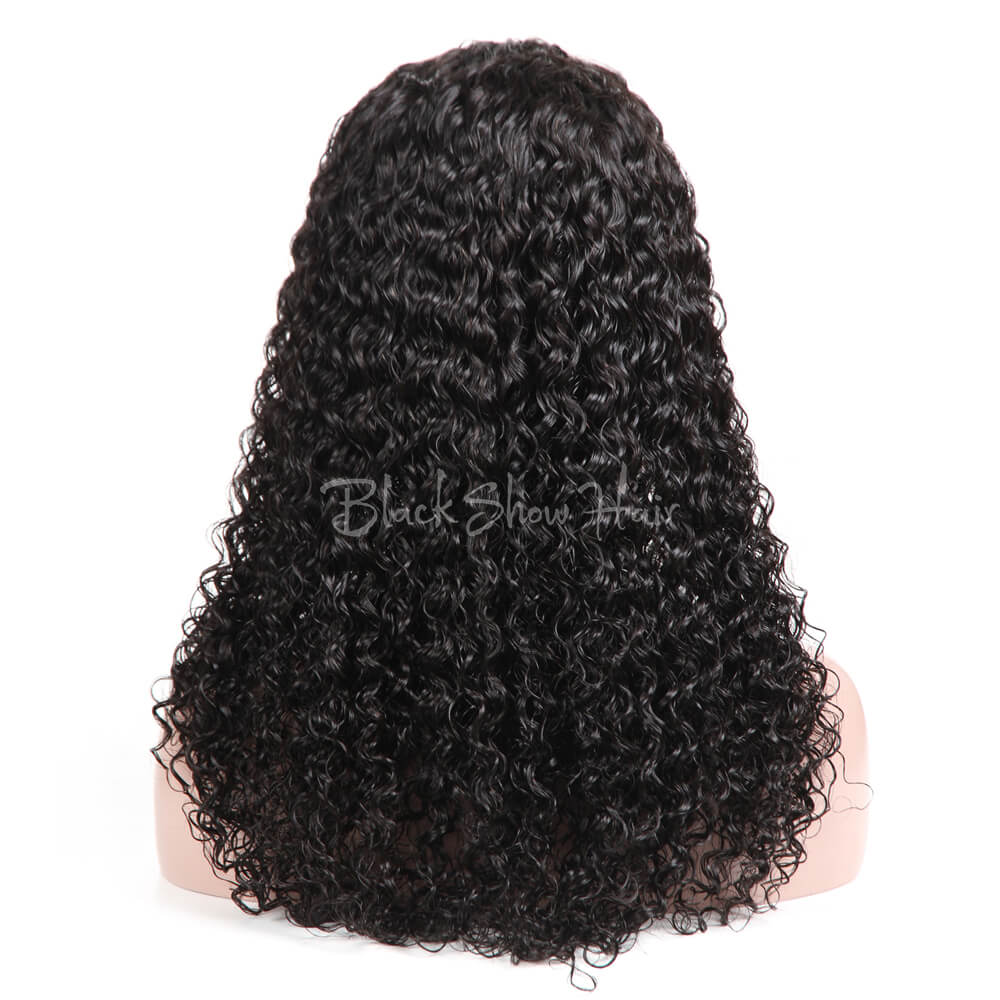 Curly Human Hair Full Lace Wig - Black Show Hair