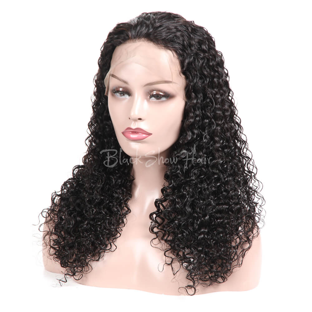 Curly Human Hair Full Lace Wig - Black Show Hair