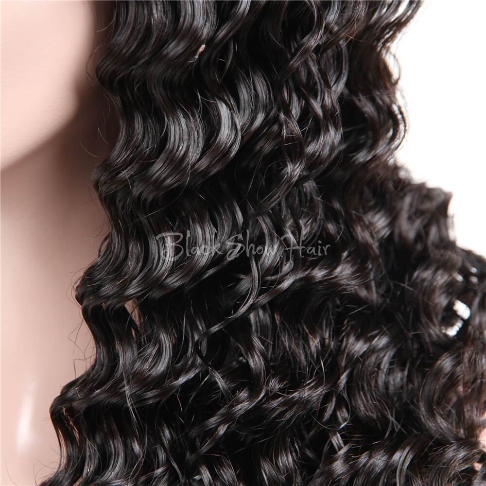 Deep Wave Human Hair Full Lace Wig - Black Show Hair