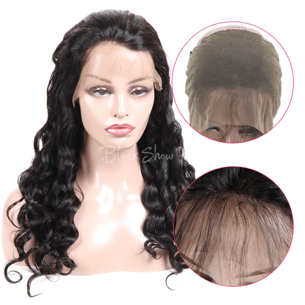 Loose Deep Human Hair Full Lace Wig - Black Show Hair