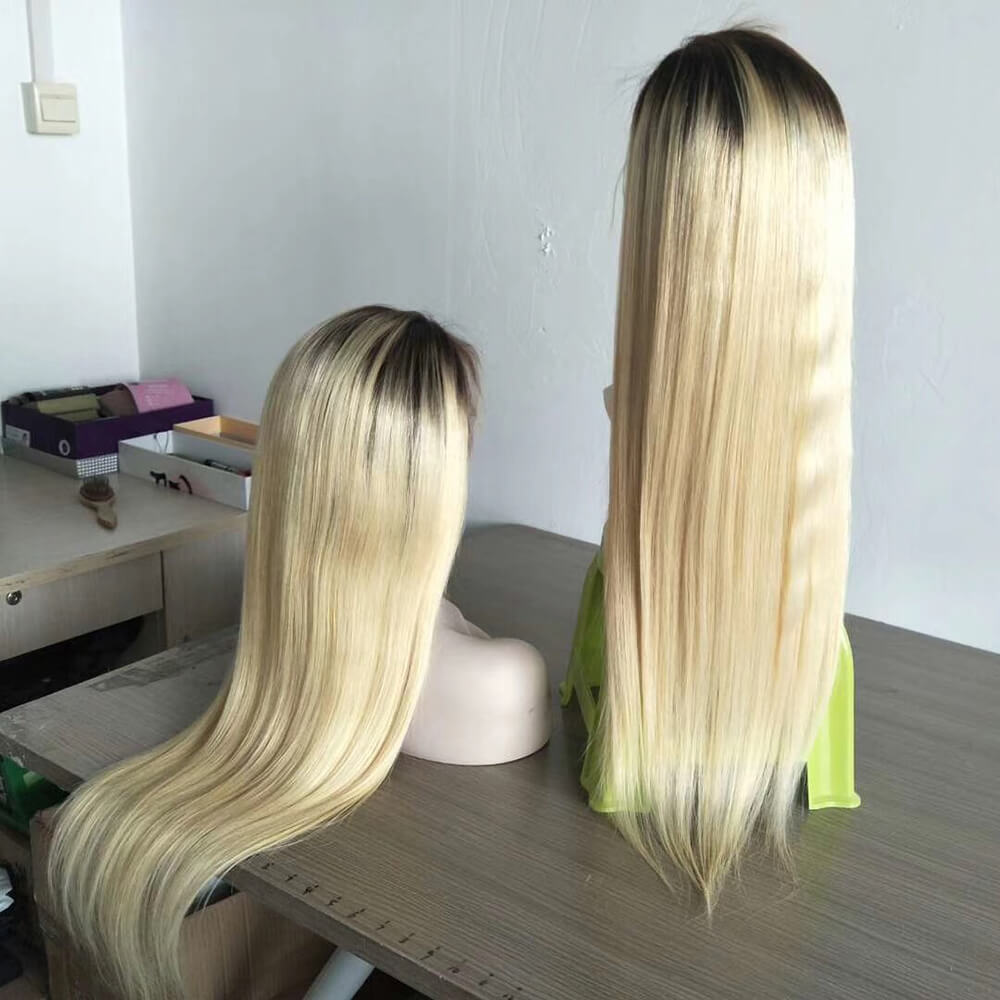 T1B/613 Omber Straight Hair 4*4 Lace Front Wigs - Black Show Hair