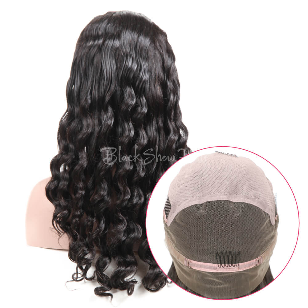 Loose Deep Human Hair Full Lace Wig - Black Show Hair