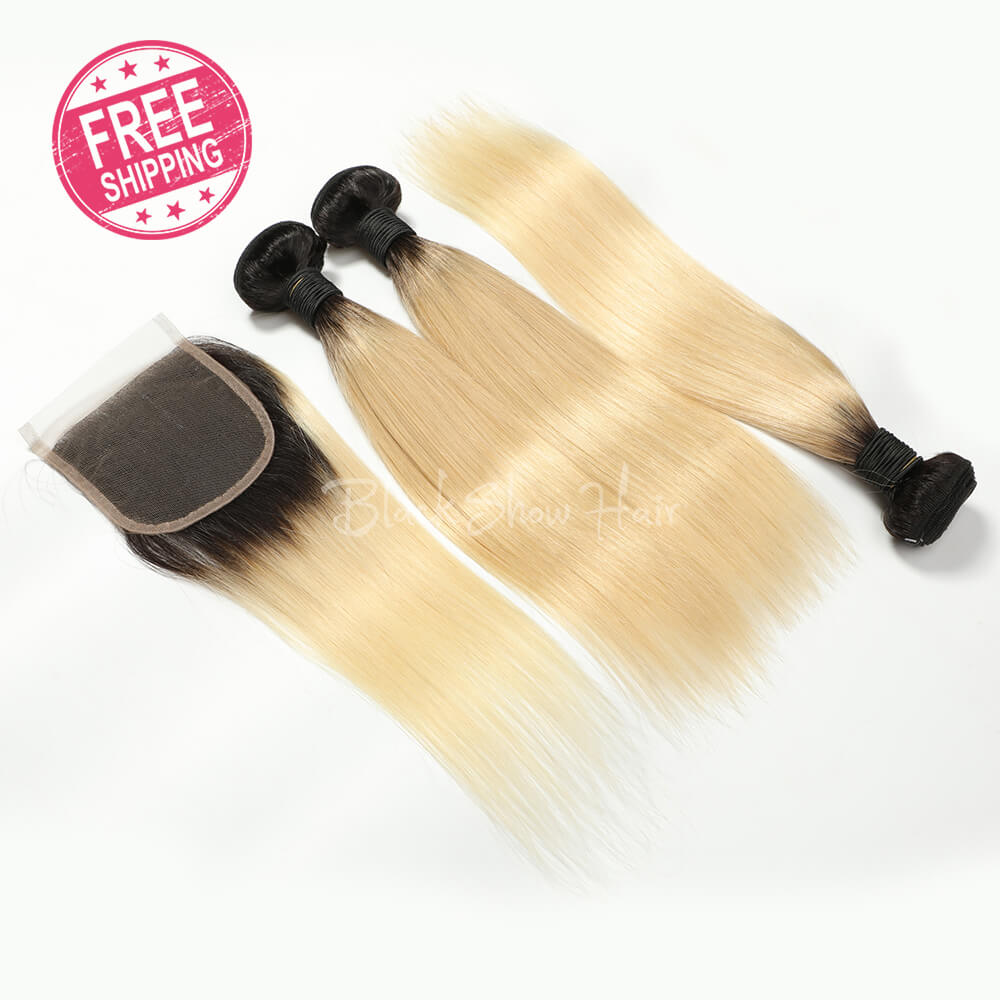 Ombre Blonde 613 Hair Straight Bundle Deals - Black Show Hair