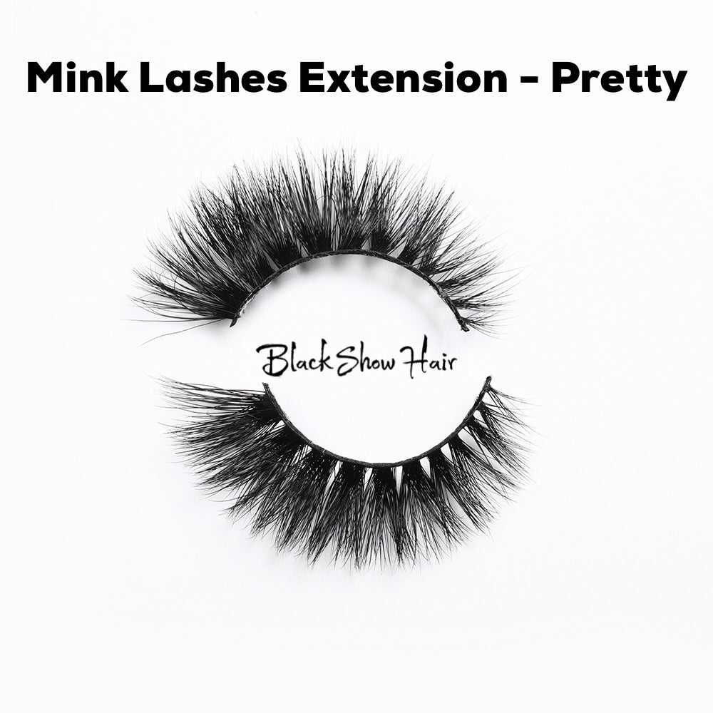 3D Mink Lashes Extension - Pretty - Black Show Hair