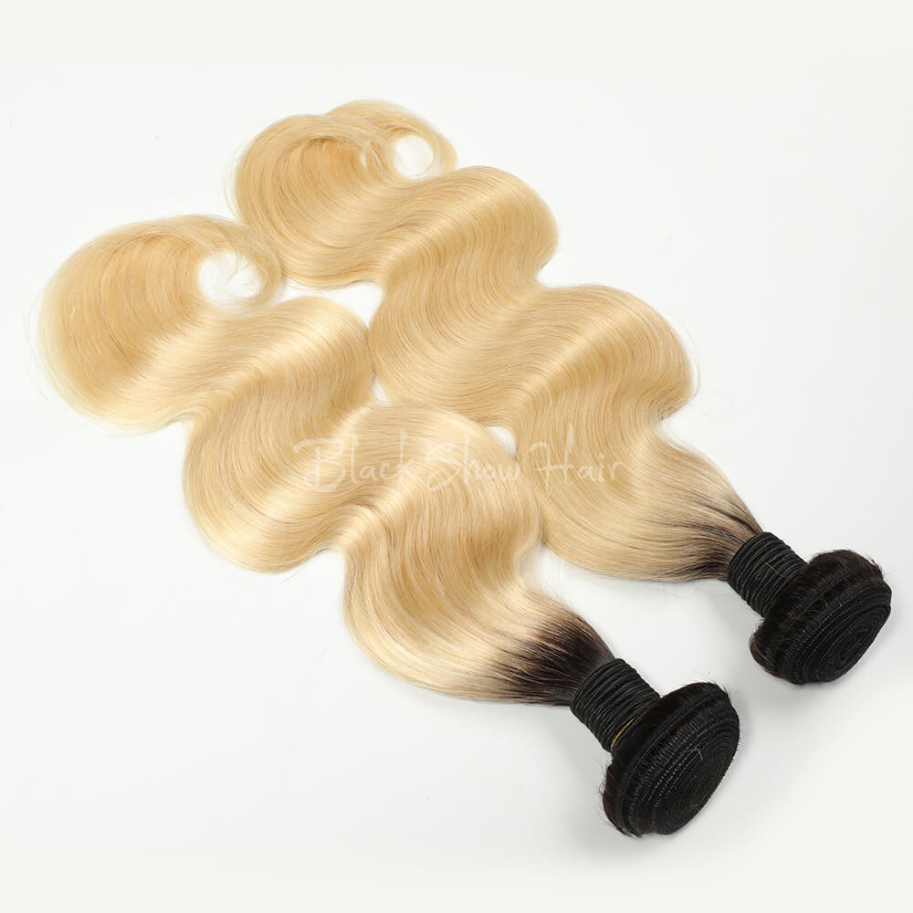 T1b/613 Ombre Blonde Hair Bundle Body Wave - Black Show Hair