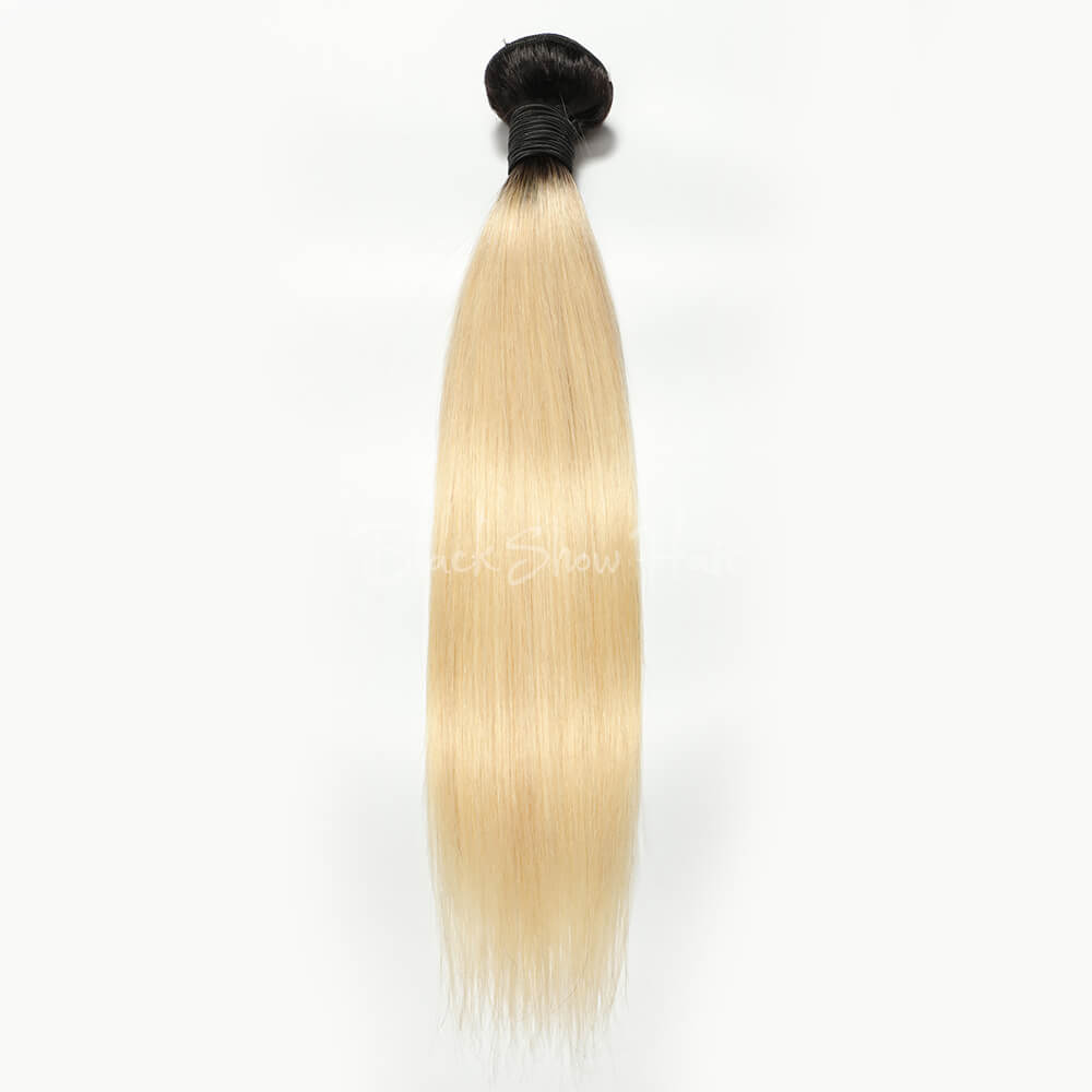 T1b/613 Ombre Blonde Hair Bundle Silky Straight - Black Show Hair