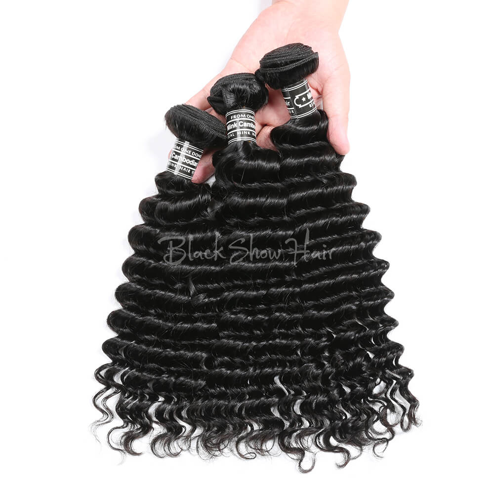Virgin Cambodian Deep Wave Hair Bundles - Black Show Hair