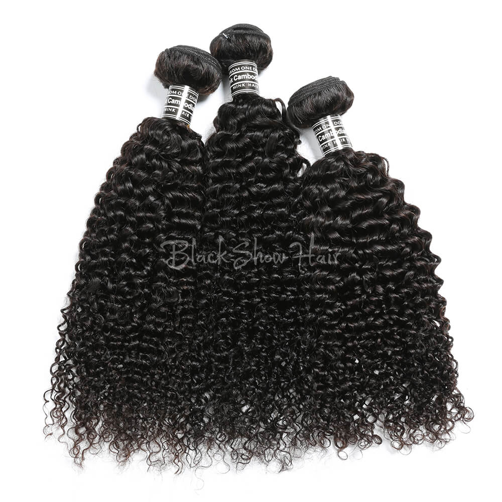 Virgin Cambodian Jerry Curly Hair Bundles - Black Show Hair