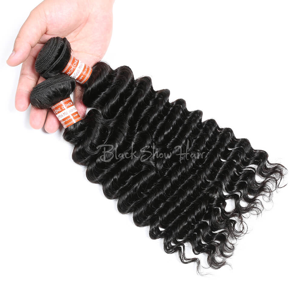Virgin Malaysian Deep Wave Hair Bundle - Black Show Hair