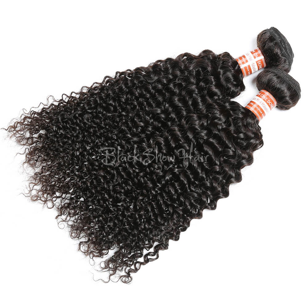 Virgin Malaysian Jerry Curly Hair Bundle - Black Show Hair
