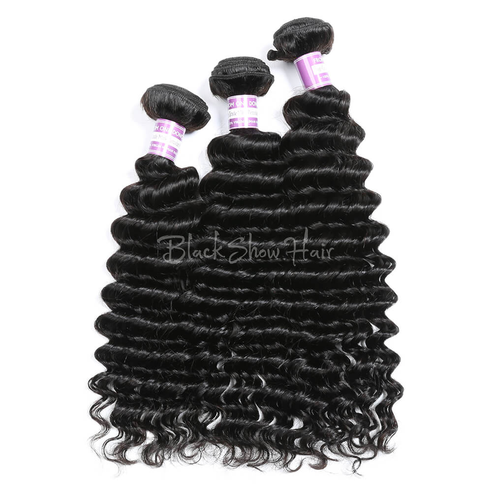 Virgin Peruvian Deep Wave Hair Bundles - Black Show Hair