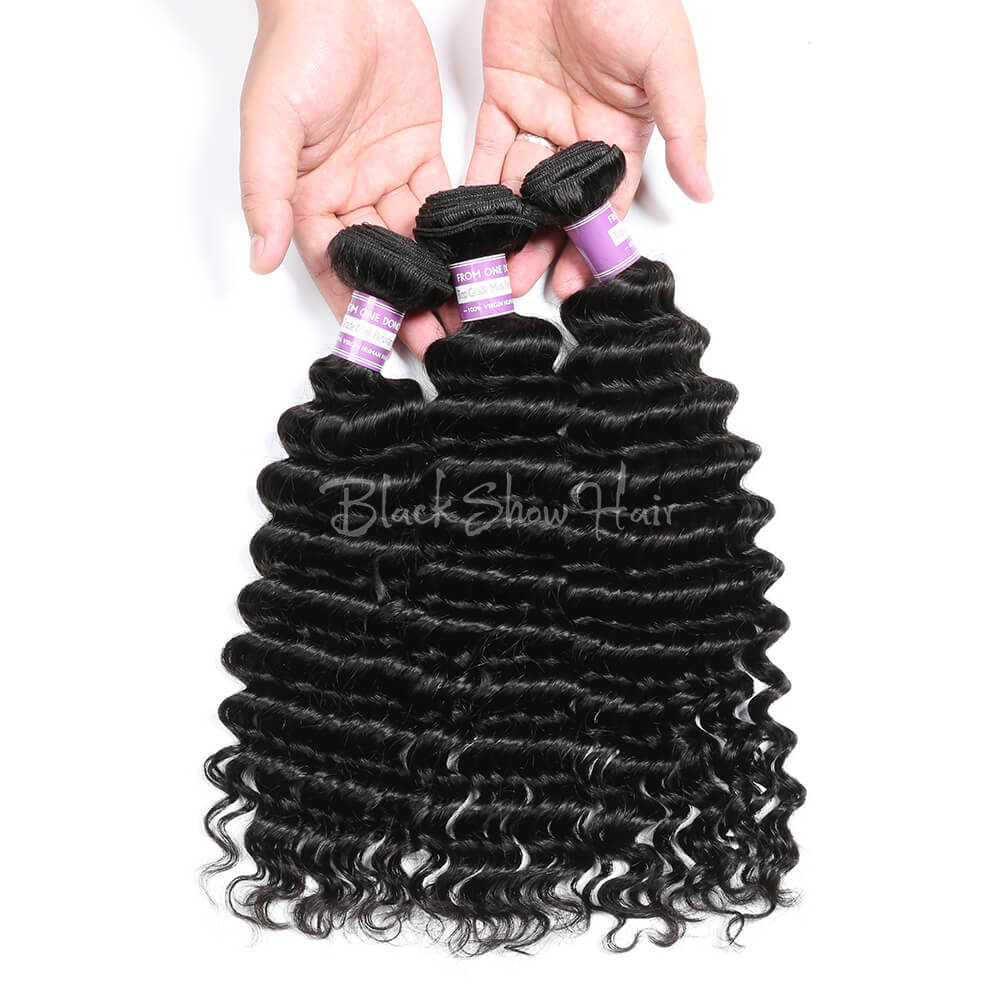 Virgin Peruvian Deep Wave Hair Bundles - Black Show Hair