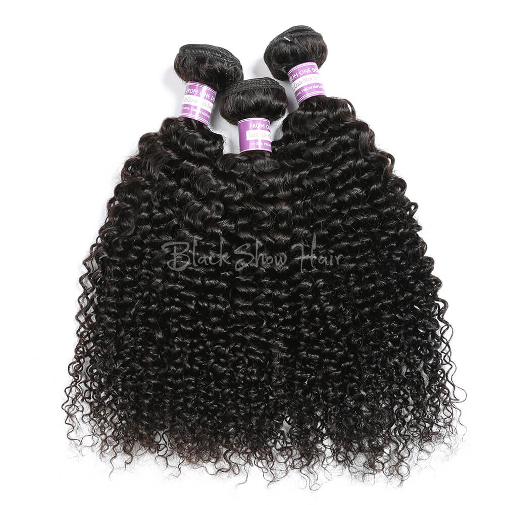 Virgin Peruvian Jerry Curly Hair Bundles - Black Show Hair