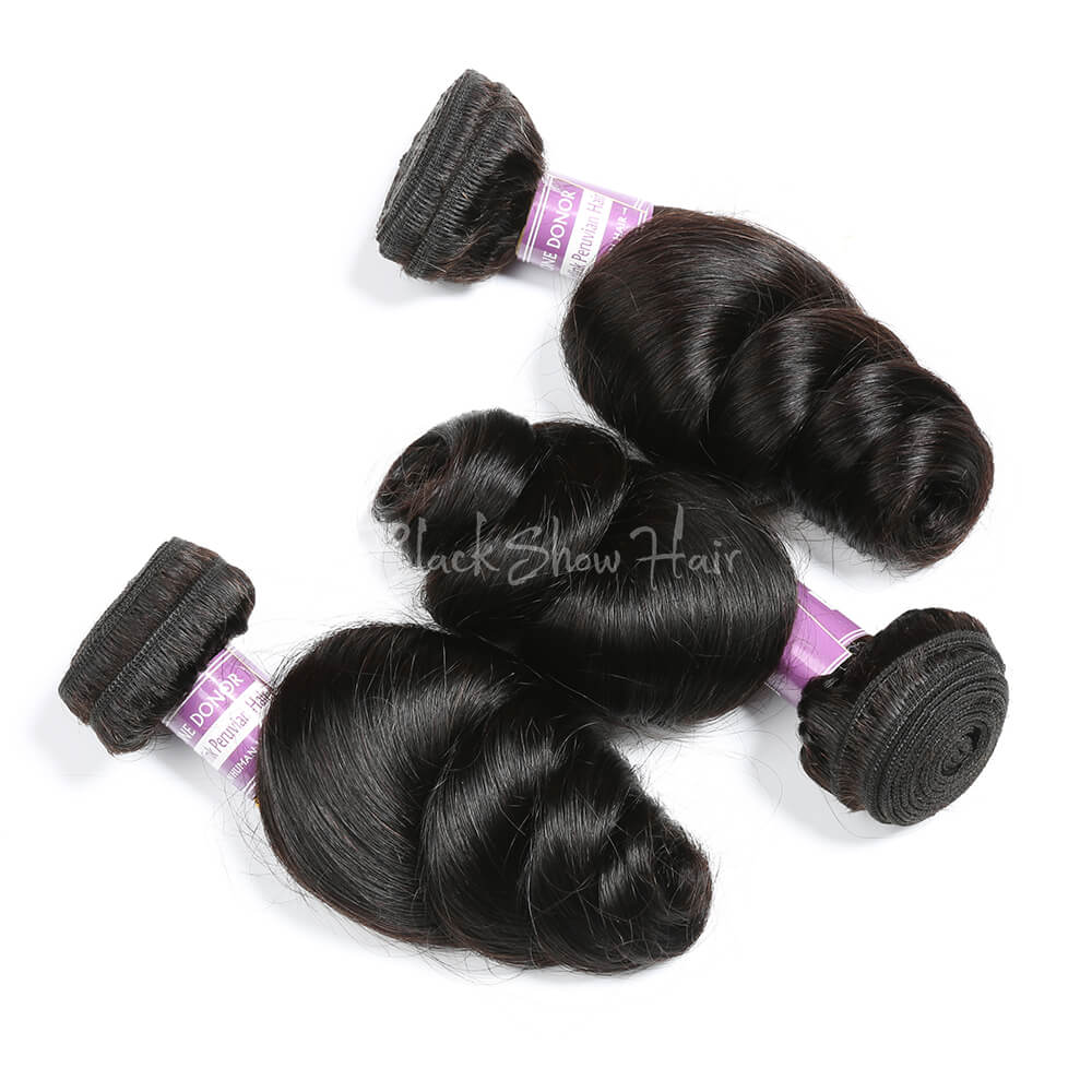 Virgin Peruvian Loose Wave Hair Bundles - Black Show Hair