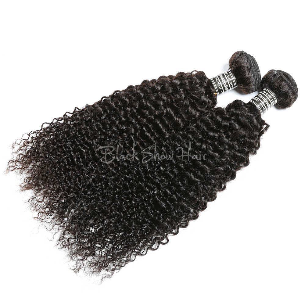 Virgin Cambodian Jerry Curly Hair Bundles - Black Show Hair