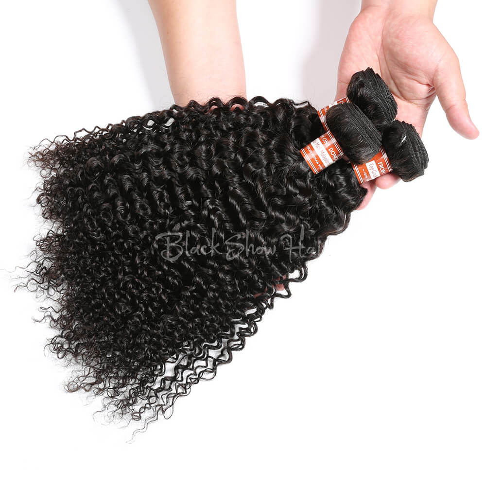 Virgin Malaysian Jerry Curly Hair Bundle - Black Show Hair