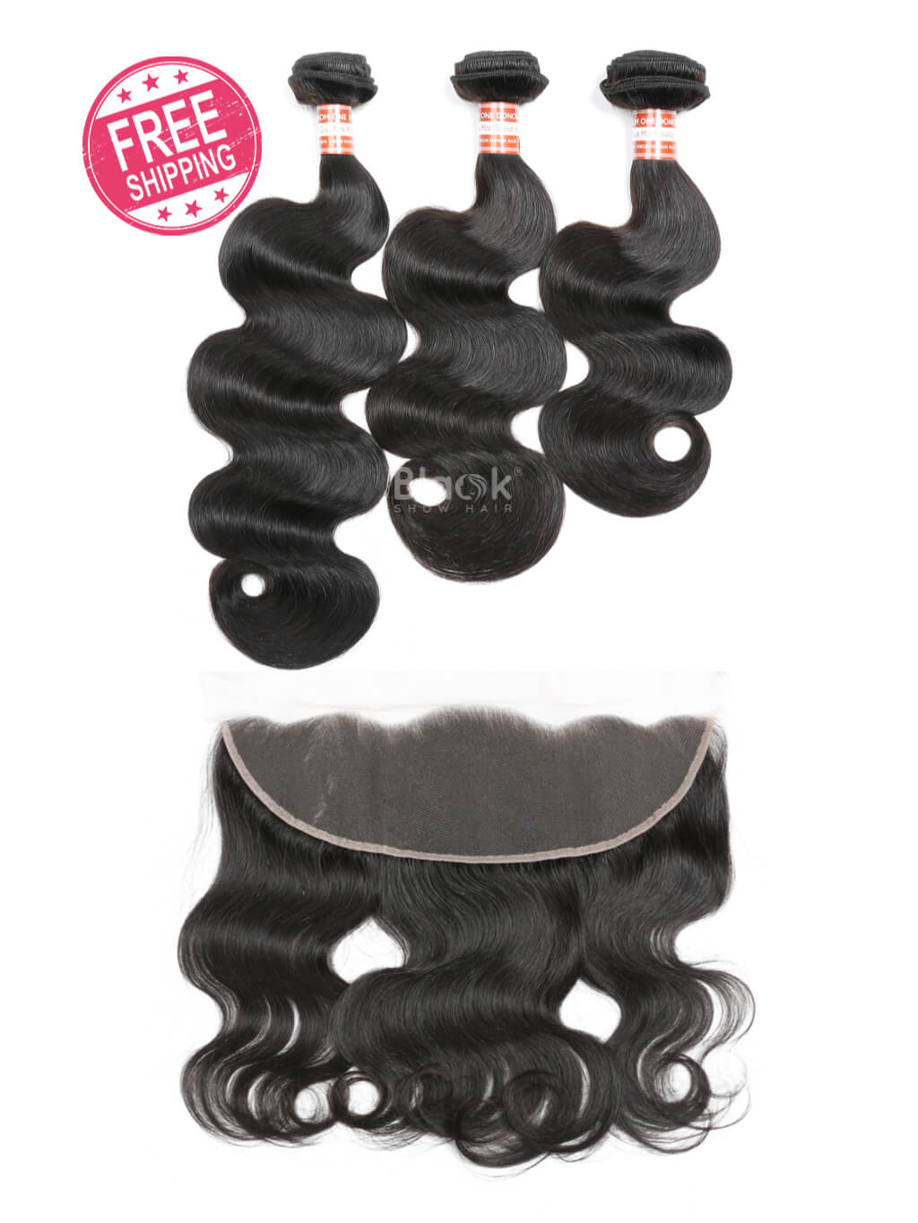Body Wave Hair Bundles with 13x4 Transparent Lace Frontal - Black