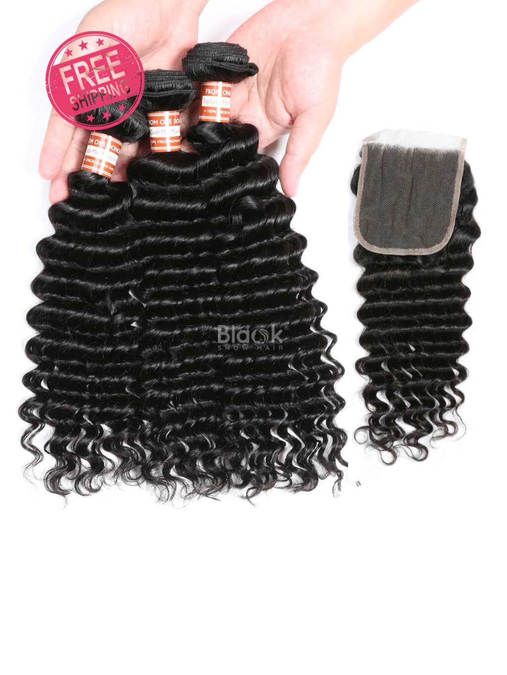 deep wave bundles with closure 4x4 malaysian hair