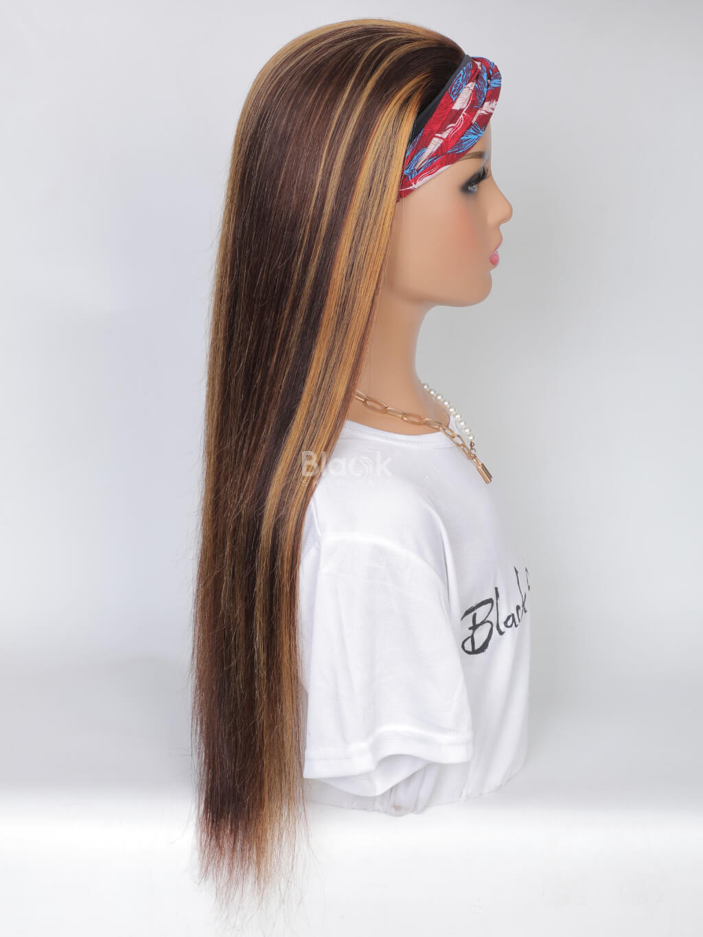 highlight straight hair headband wig