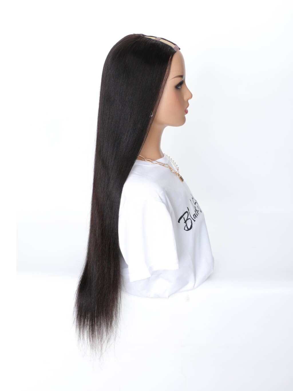human hair u part wig straight 2
