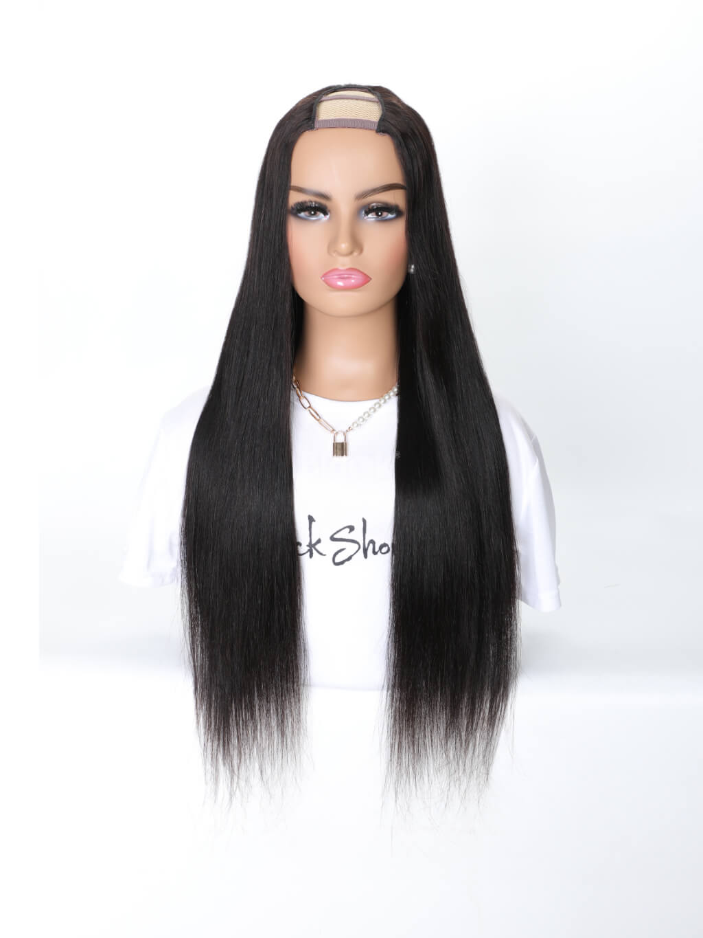 human hair u part wig straight