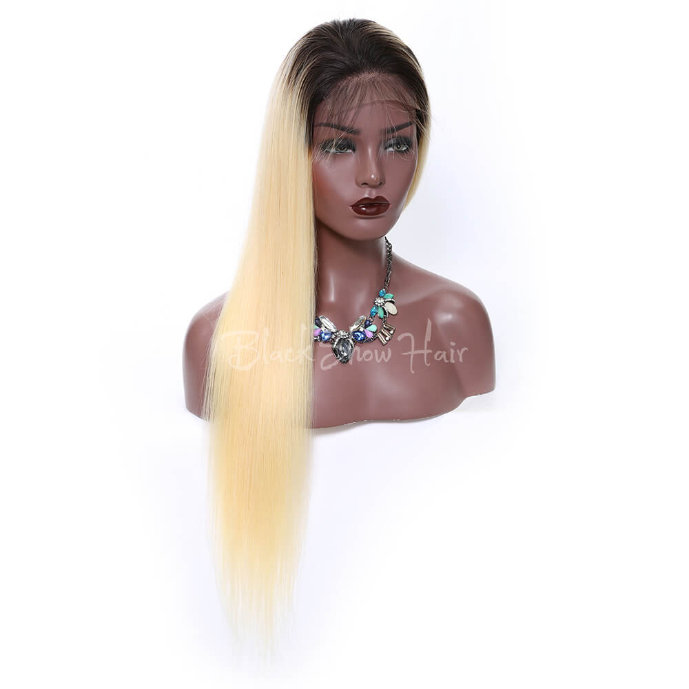 T1B/613 Omber Straight Hair 4*4 Lace Front Wigs - Black Show Hair