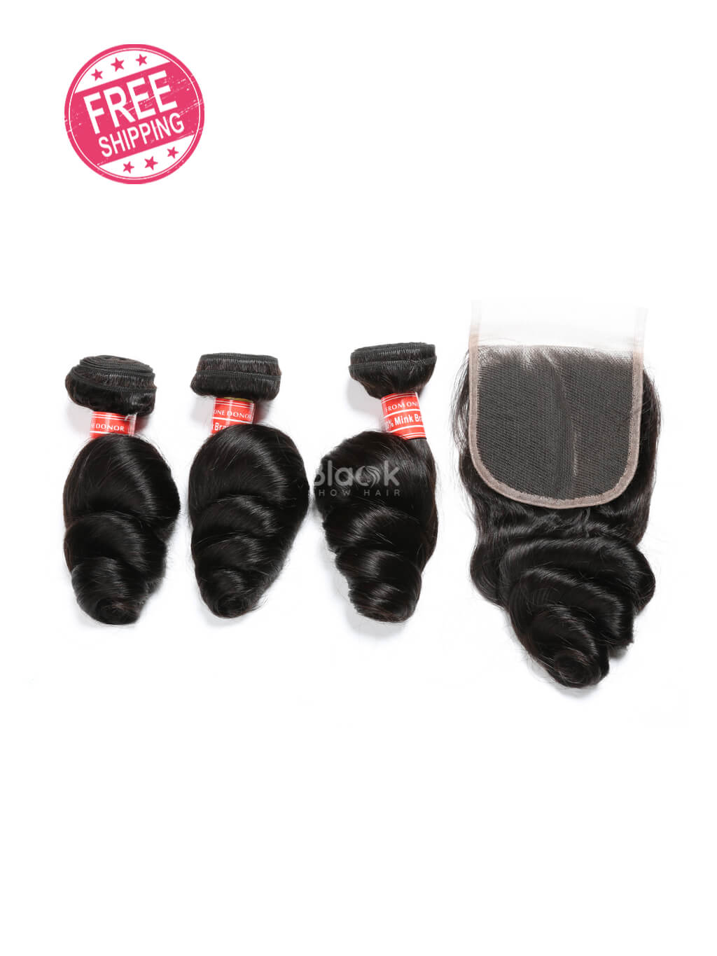 loose wave bundles with closure 4x4 mink brazilian hair