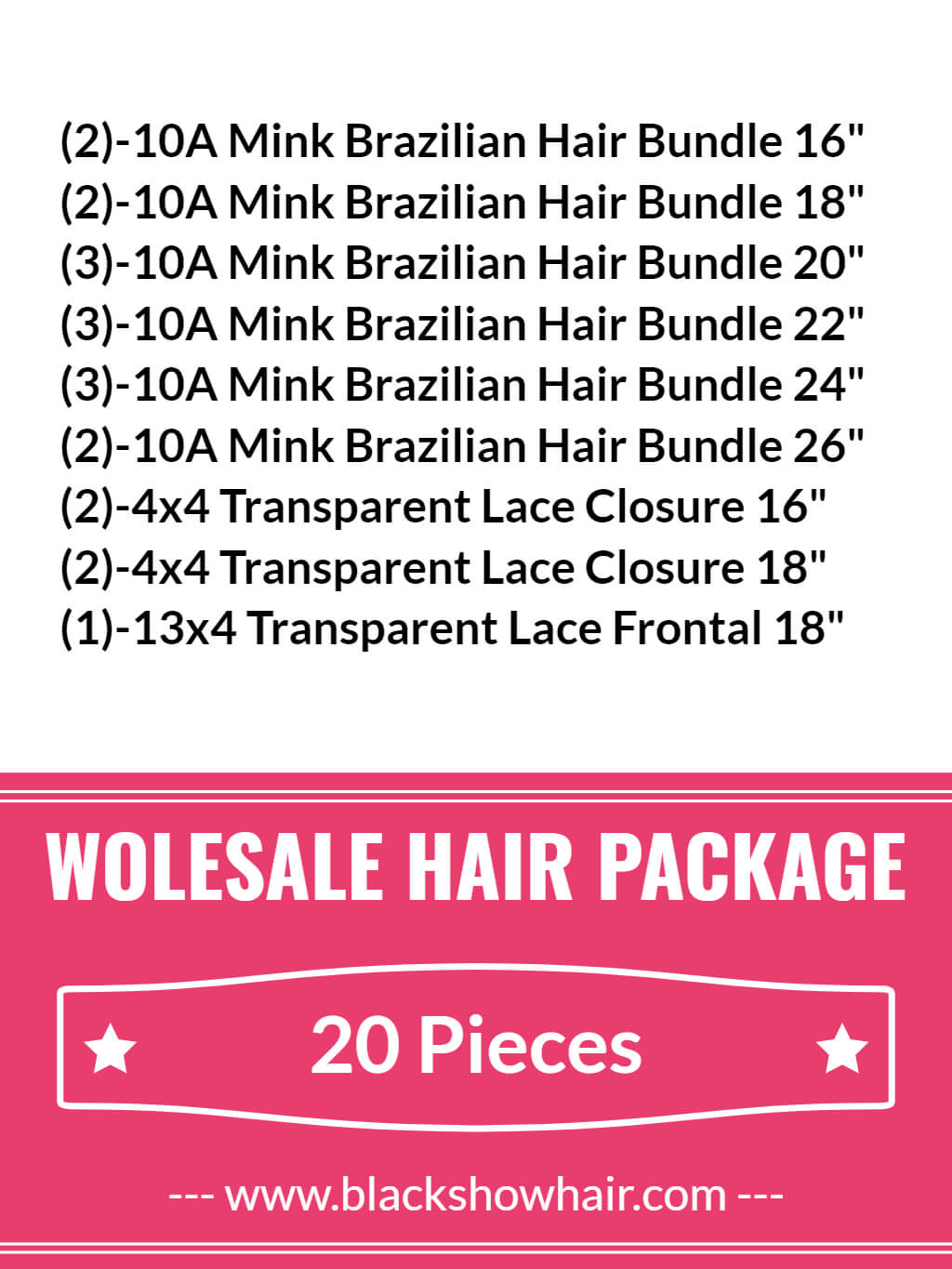 Mink Brazilian Hair Wholesale Hair Bundles Bulk 20 Pieces - Black Show Hair