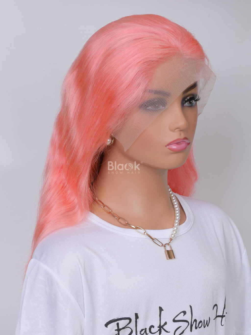 pink human hair 13x4 transparent lace wig body wave 2
