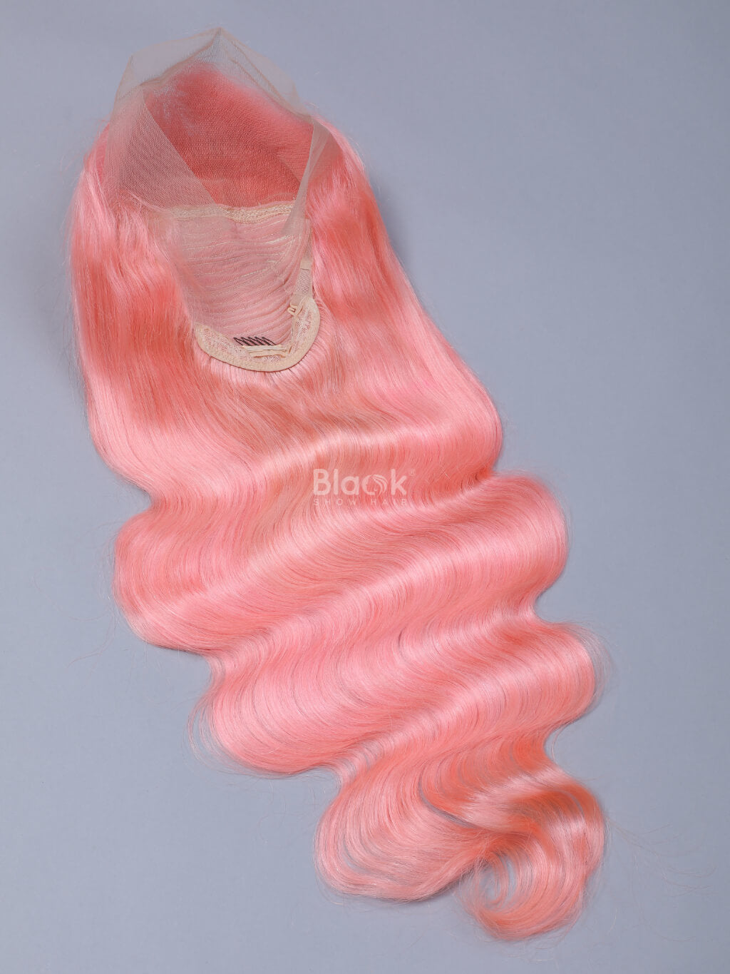 pink human hair 13x4 transparent lace wig body wave 5