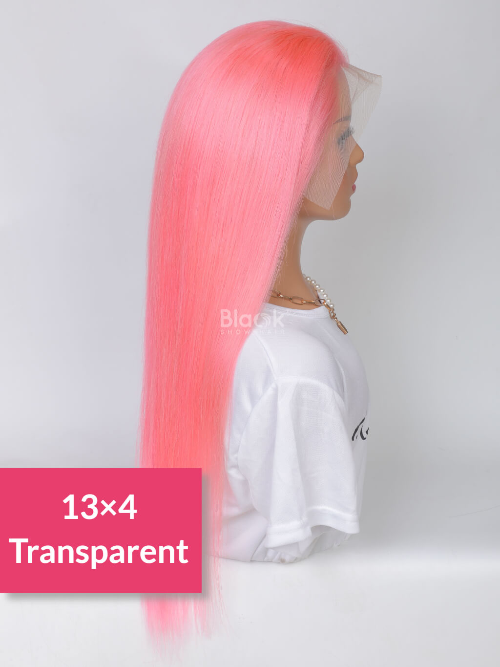 pink human hair 13x4 transparent lace wig straight hair