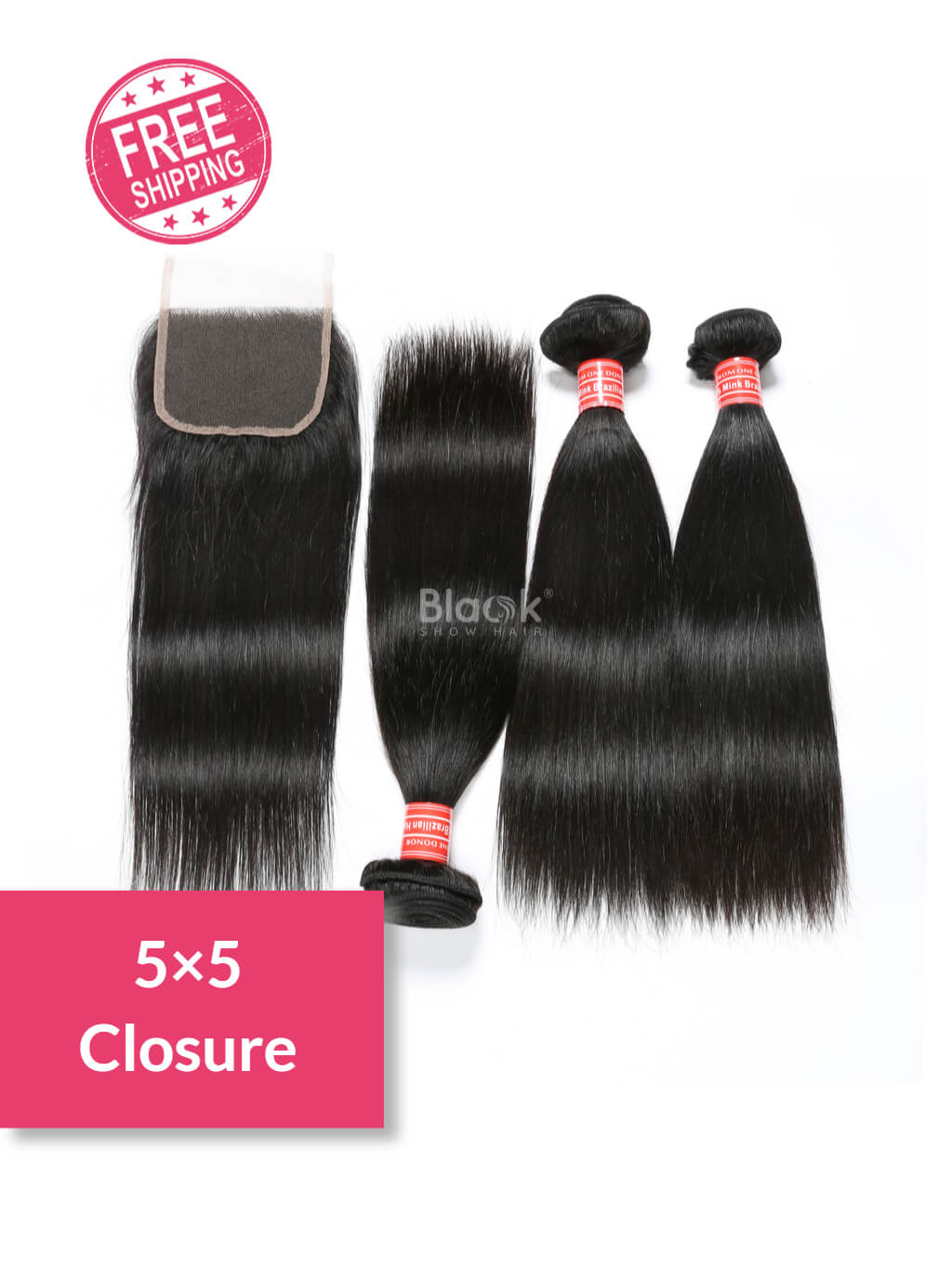 straight hair bundles with closure 5x5