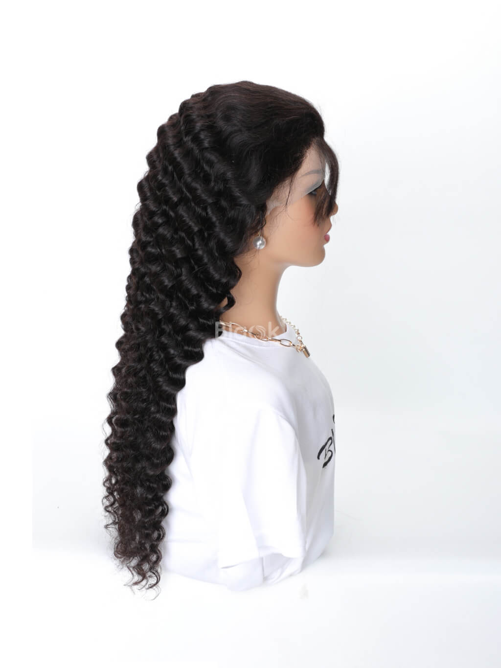 Deep Wave 13x4 Lace Frontal Wig Transparent Lace - Black Show Hair